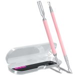 2PCS Metal Silver Cuticle Pusher and Cutter Remover Salon Quality Stainless Steel Acetone Gel Nail Polish Peeler Scraper Durable Professional Manicure Pedicure Cleaner Tool For Fingernail and Toenail